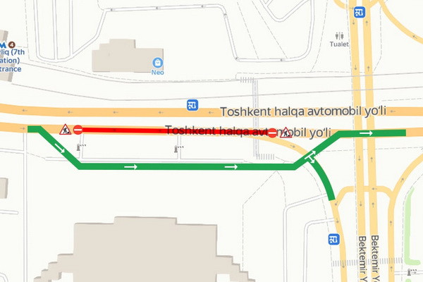 Part of the Tashkent Ring Road opposite the Kuilyuk food market to be closed to traffic