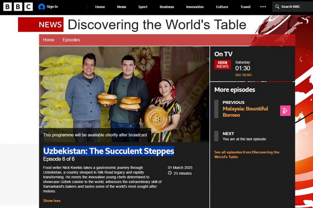 BBC o‘zining yangi dasturida o‘zbek oshxonasi sirlarini ochib bermoqda