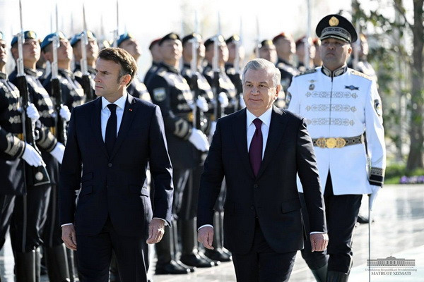 An official welcoming ceremony of the President of France takes place