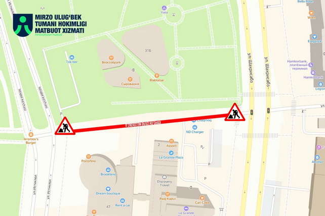 Part of Uzbekistan Ovozi street to be closed
