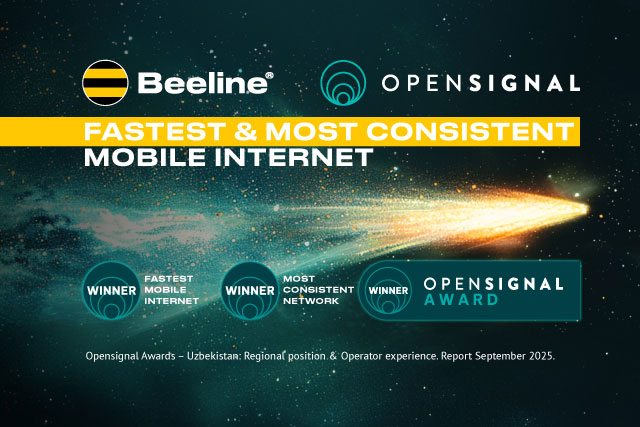 Beeline Uzbekistan is recognized as the country’s fastest mobile internet and most consistent network by Opensignal