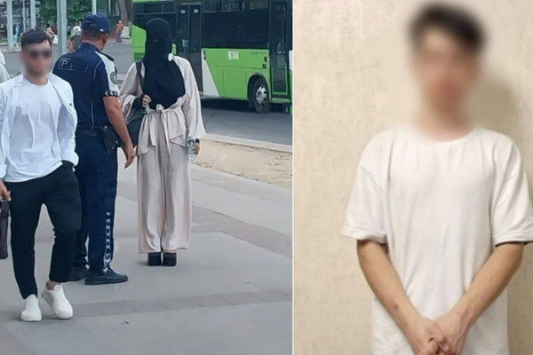 A guy wearing a niqab covering his face was detained in Tashkent