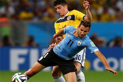 Columbia stuns Uruguay to set up Brazil showdown