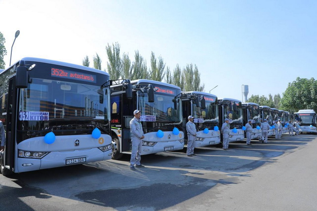 На маршруте «Шахрисабз – Китаб» начали курсировать 20 новых автобусов AsiaStar