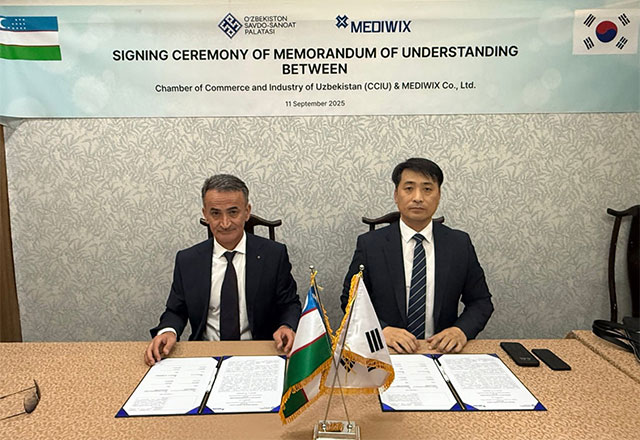 Uzbekistan’s Chamber of Commerce and Industry and South Korean Platform MEDIWIX Ko. Sign Memorandum on E-Commerce Cooperation