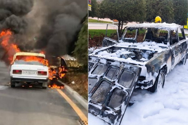 A VAZ-2107 car burned down in the capital
