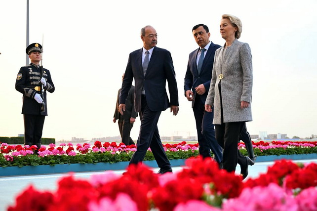 European Commission President Ursula von der Leyen arrives in Uzbekistan