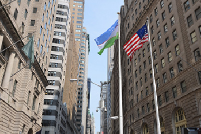 Flag of Uzbekistan raised in New York’s Wall Street