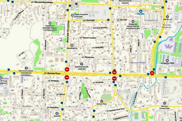 В Ташкенте ограничили движение по улице Ду́рмон йули