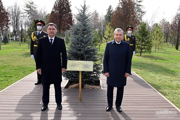 Президенты Узбекистана и Кыргызстана посадили дерево