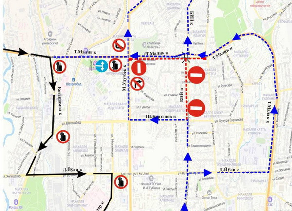 В Мирзо-Улугбекском районе столицы перекроют дороги