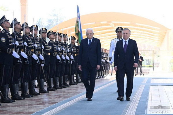 An official welcoming ceremony of the President of Italy takes place in Kuksaroy