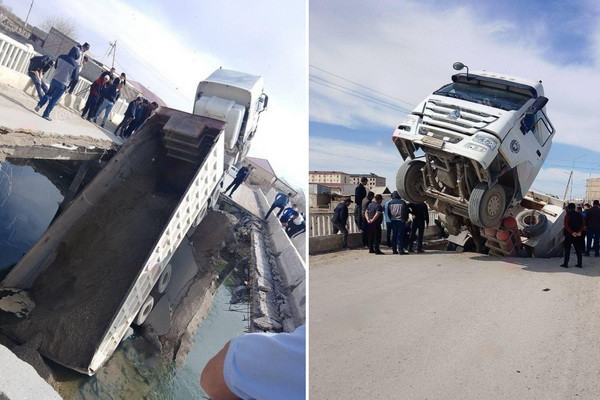 Part of a bridge collapsed in Bukhara region