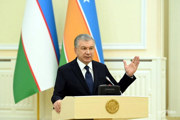 President of Uzbekistan Shavkat Mirziyoyev arrives in Nukus