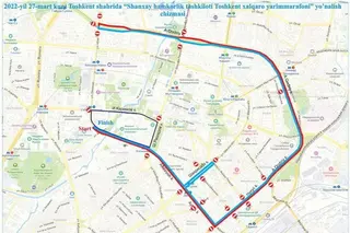 В связи с проведением «Ташкентского международного марафона» движение транспорта по ряду улиц столицы будет временно прекращено