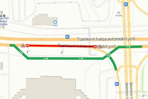 Part of the Tashkent Ring Road opposite the Kuilyuk food market to be closed to traffic