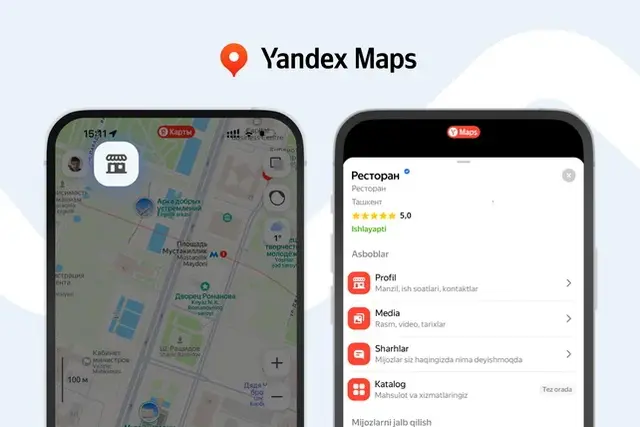 Tadbirkorlar Yandex Maps'da mobil qurilmalar orqali profil yaratish va uni boshqarishning oddiy usuliga ega bo‘lishdi