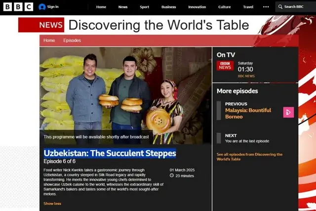 BBC ўзининг янги дастурида ўзбек ошхонаси сирларини очиб бермоқда