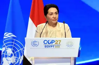 Tanzila Narbayeva speakes at the 27th Conference of the Parties to the UN Framework Convention on Climate Change