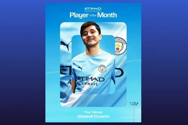 Abduqodir Husanov mart oyida «Manchester Siti»ning eng yaxshi o‘yinchisi deb topildi