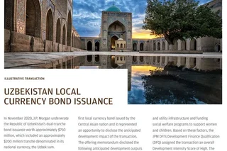 JP Morgan Development Finance Institution reflected Uzbekistan’s local currency Eurobond transaction in its 2020 annual report
