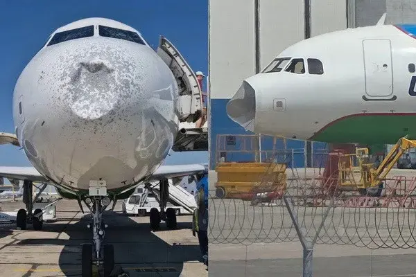Поврежденный градом борт Uzbekistan Airways благополучно приземлился в аэропорту Ташкента