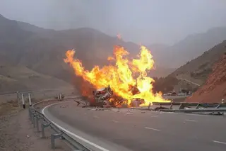 Rescuers of the Ministry of Emergency Situations eliminate the consequences of a major accident at the Kamchik pass