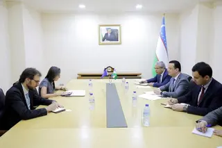 A meeting takes place with the Head of the Delegation of the European Union to Uzbekistan Charlotte Adrian