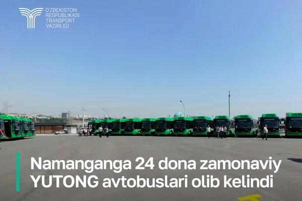 В Наманган привезли 24 единиц современных автобусов Yutong