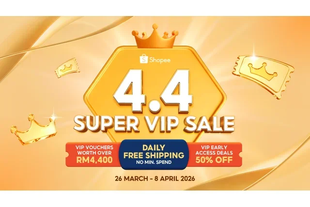 Shopee Expands VIP Benefits This 4.4 with Daily Free Shipping RM0 Minimum Spend, Early Access Deals and Vouchers Worth Up to RM4,400