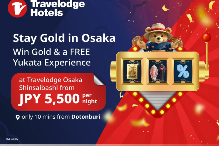 Travelodge Osaka Shinsaibashi Debuts with Rates from 5,500 Yen and a Chance to Win Gold Bar