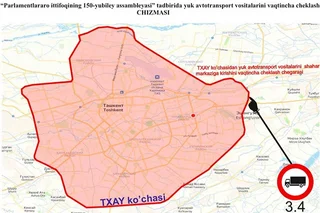Toshkent shahrida Parlamentlararo ittifoq Assambleyasi yubileyi munosabati bilan yuk mashinalari harakati cheklanadi