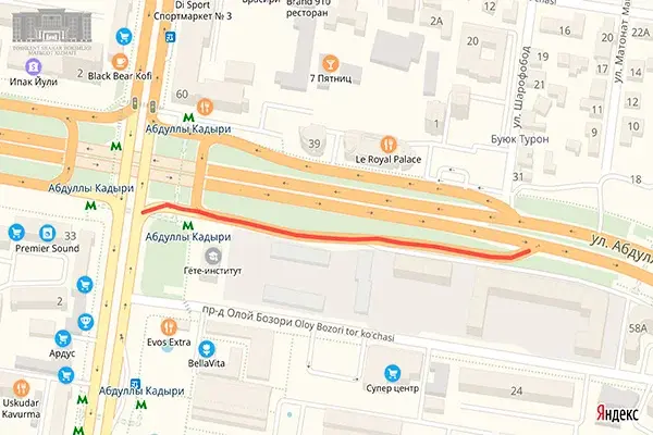 Road from Amir Temur Street to Abdullah Kadiri street to be temporarily closed until 1 August