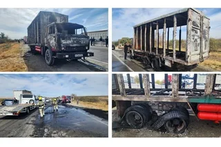 A "KAMAZ" truck completely burned in jizzakh region