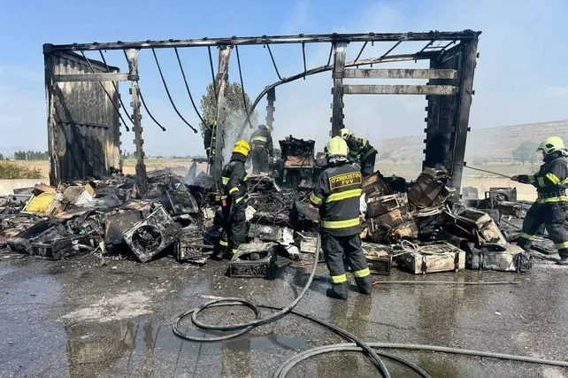 Truck Trailer Fire on Tashkent–Osh Highway in Uzbekistan