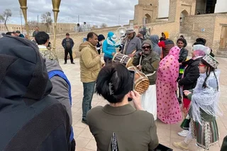 BBC WORLD SERVICE GROUP films Navruz Celebration in Bukhara for Iranians in UK