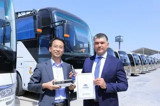 Two buses and 40 minibuses were brought to Samarkand from China