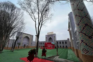 An opening ceremony of the Uzbekistan pavilion takes place in Urumqi